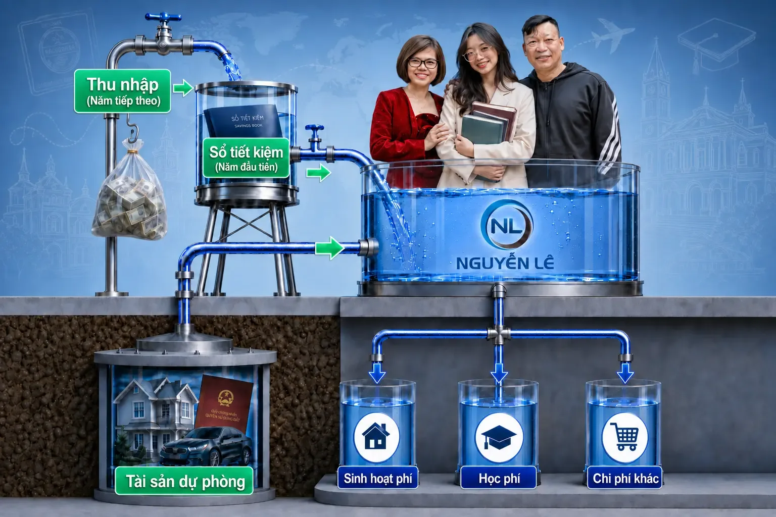 sơ đồ minh họa chứng minh tài chính du học